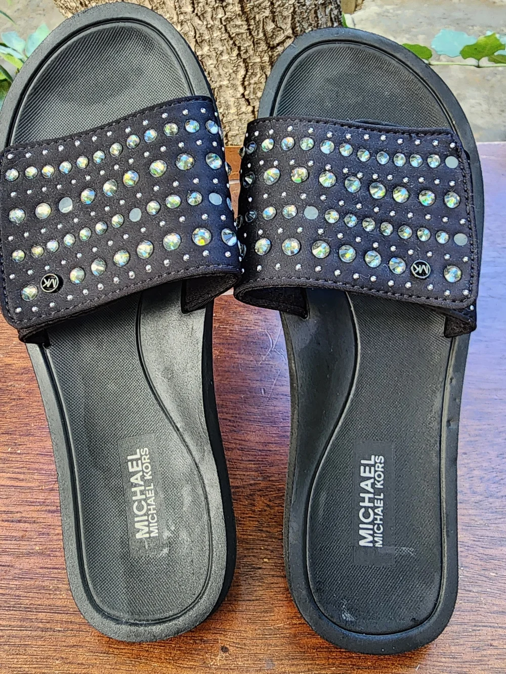 Michael Kors Gilmore Rhinestone Platform Slide Sandals Black Crystal Sparkle [8]